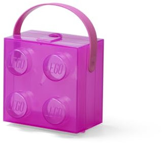 Room Copenhagen LEGO Box with Handle, Portable Storage Box, Translucent Purple