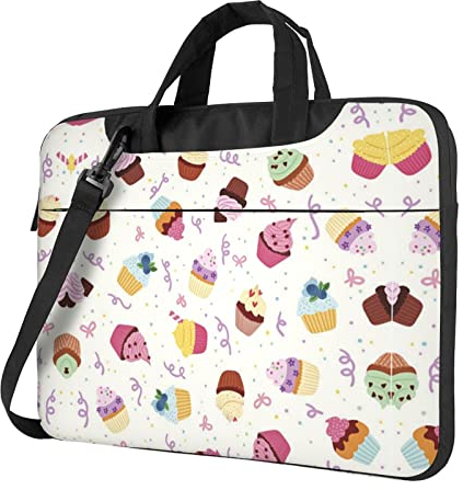 Stilvolle Laptoptasche mit köstlichem Cupcakes – lebendiges Design, ultimativer Schutz für Ihren Laptop, Schwarz , 13 inch