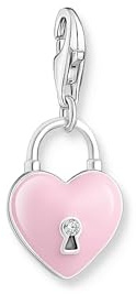 THOMAS SABO Charm-Anhänger rosa Herzschloss Silber 925 Sterlingsilber, Kaltemail