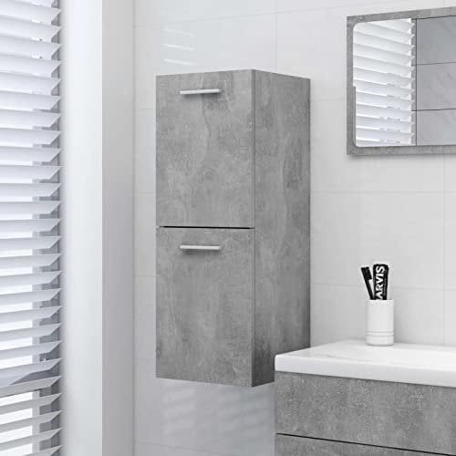 Gecheer Armadio da Bagno Grigio Cemento 30x30x80 cm Legno Multistrato,Armadietto da Bagno,mobiletto Bagno sospeso,Pensili Bagno,Armadietto da Parete,Mobile da Bagno