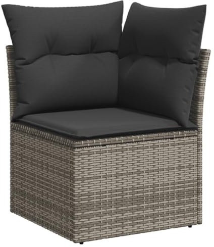 vidaXL Garten Ecksofa mit Kissen, Outdoor Sofa mit abnehmbarem waschbarem Bezug, Gartensofa mit abnehmbarem waschbarem Bezug, Gartencouch Gartenmöbel, Grau Poly Rattan