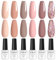 ROSALIND Pintauñas Semipermanentes, Nude Esmaltes Semipermanentes Para Uñas, 6 Colors Rosa Nude Beige Champán Glitter Esmaltes Semipermanentes de Uñas en Gel UV LED para Principiantes Art DIY en Casa