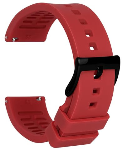 TStrap SilikonUhrenarmband Sport 22mm - Rot Gummi Uhr Armband Weich mit Schnellverschluss - Smartwatch Ersatzarmband für Herren und Damen - 18mm 19mm 20mm 21mm 22mm 24mm