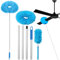 Deckenventilator Reinigungsbürste, Extra Lange Staubwedel mit Verlängerungsstange von 47 Zoll zum Reinigen, Mikrofaser-Wiederverwendbarer Staubwedel, Deckenventilator-Staubwedel für Hohe Decken (Blau)