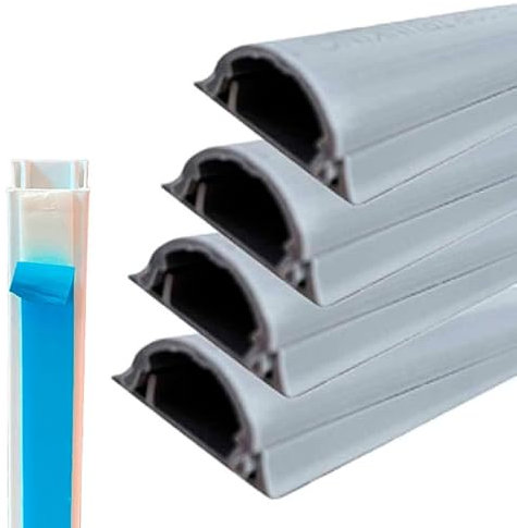 8 Metri Canaline Passacavi Calpestabile, Canaline Da Pavimento In PVC, Con Biadesivo e Coperchio, Grigio, 4 Pezzi da 2 Metri, 25mm*10mm