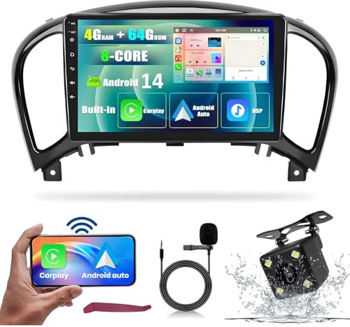 AWQDYW Android 14 Radio per auto per N-issan Juke 2011-2016 con Carplay wireless e auto Android, 9 Touchscreen Radio Supporto GPS Navi 5G-WiFi Bluetooth 5.0 FM HiFi MIC SWC Fotocamera,M150s