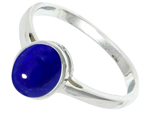 JEWELFORCE 925 Sterling Silber Lapislazuli-Edelstein-Ring für Herren und Damen, Stein-Bandring, Ring aller Größen, handgefertigter Schmuck JSR-1156BV_51 (16.2)