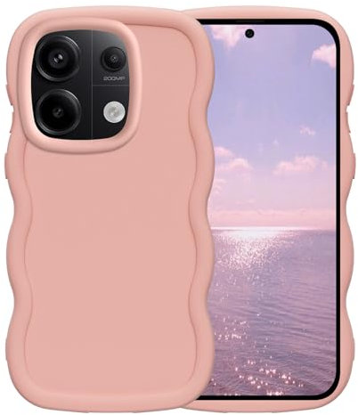 Yichxu Coque pour Xiaomi Redmi Note 13 Pro 5G, Mignon Cadre en Forme de Vague Liquide Silicone Antichoc Housse, Matt Souple Flexible Protection Bumper Cover Étui pour Redmi Note 13 Pro 5G,Rose