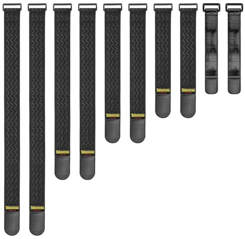 Trilancer Cinghie Elastiche con Antiscivolo – Set da 10 Fascette Riutilizzabili di 5 Misure Diverse – Fascette a Strappo per Prolunghe, Cavi, Corde, Tubi Flessibili, Camper o Come Stringi Pantaloni