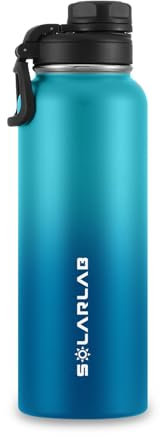 SOLARLAB Bouteille isotherme en acier inox - Gourde isotherme 1l - Sans BPA - Gourde d'eau convient aux boissons chaudes et froides, idéale pour l'école, le sport, le camping(Bleu Clair+Foncé,1200ML)