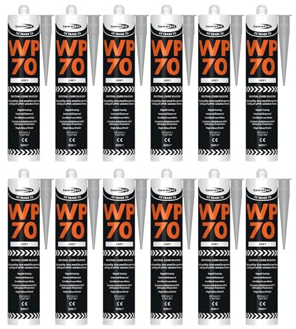 Bond It WP70 Neutral Cure Oxime Silicone Sealant – 12x Grey, 285ml | Professional-Grade Silicone Sealant | High Gloss – Flexible – Weatherproof | Sealant for Home – Building & Professionals Use