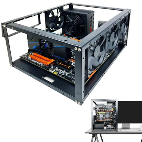 Stapelbares offenes Chassis-Rack, stapelbares offenes Chassis X79 X99 Dualchannel EATX Motherboard-Halterung, kann stehen und liegen, um 360° Wasser zu unterstützen, übertaktendes