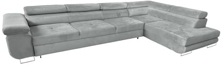 Ecksofa mit Schlaffunktion PASTI XL L-Form, Sofa Couch mit Bettkasten, Couch Eckcouch, Schlafsofa für Wohnzimmer, Big Sofa Couch mit Schlaffunktion, Sofa (Hellgrau, Ottomane Rechts)