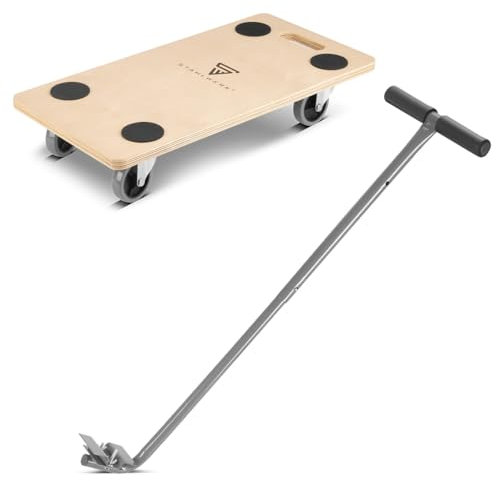 STAHLWERK Rollwagen TRS-250 ST mit Handgriff 250 kg Tragkraft und gummierten Lenkrollen 58 x 29 cm Plattformwagen | Transportwagen | Möbelroller | Rollbrett | Handwagen | Transportroller