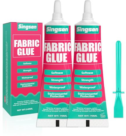 140ml Colla Tessuto -Adesivo per Tessuti Trasparente Lavabile e Impermeabile per Cotone, Flanella, Denim, Poliestere e Riparazione di Bambole, 24 Hours Dry and Waterproof