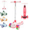 Habib Gruppe Kinderroller Tretroller - 3-Rad LED Roller, Höhenverstellbar & Faltbar, Tierdesign, Mädchen & Jungen (3-8 Jahre) - Pink