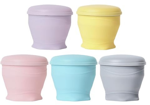 Lot De 5 Gobelet Pliable Avec Couvercle, Verre Pliable 180ml, Tasse A Cafe Portable Gobelet Retractable En Silicone Pour Camping, Extérieur, Voyage