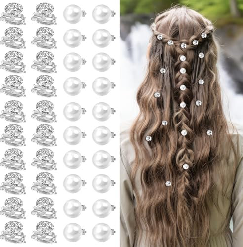 Strass Haarschmuck, Haarschmuck Hochzeit, Klein Haarklammer Perlen, 40 Stück Mini-Haarspangen, Mini Kristall Haarnadel Für Frauen Mädchen
