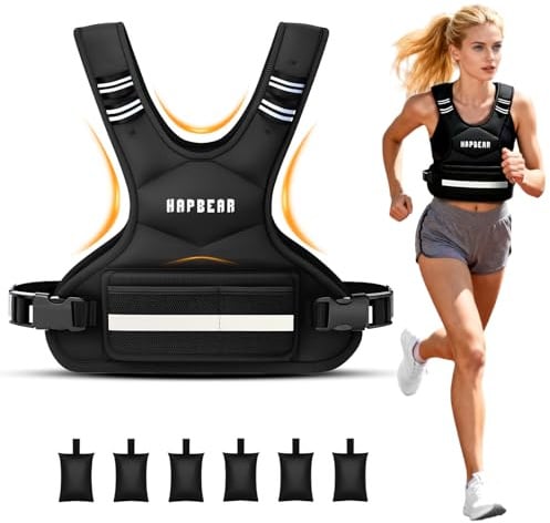 HAPBEAR Verstellbare Gewichtsweste Für Herren & Frauen – Weighted Vest 1,8–4,5 KG Mit 6 Eisensand-Gewichten, Große Tasche mit Kettlebell-Fach – Ideal Für Fitness, Krafttraining, Laufen & Abnehmen-01