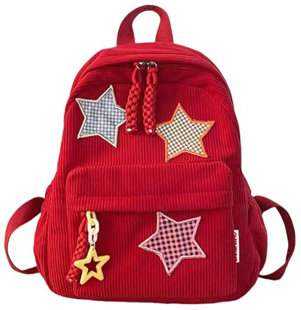 Gyios Rucksack Herren Cord-Rucksack Für Mädchen – Schultasche Im Retro-College-Stil, Leichter Reise-tagesrucksack, Lässige Studenten-Campus-Tasche-rot