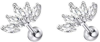 Tolldek Weißgold 14 Karat 585 Damen Ohrstecker Echte Goldschmuck, Moissanit 5 Stein Ohrstecker Marquiseschliff, 14K Gold Ohrringe Hängend Echte Goldschmuck