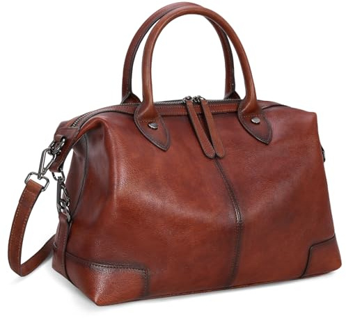 HESHE Women's Genuine Leather Satchel Bags Vintage