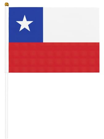 Mini-Flagge von Chile, weiß, solide Stange, lebendige Farben und lichtbeständig, Handflaggen mit Speer