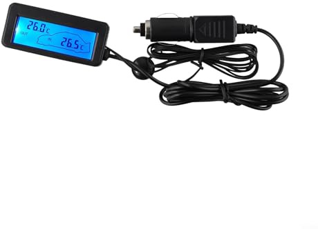 12V Auto LCD Digital Display Thermometer Innen und Außen Temperatur Messgerät Meter für 12V Fahrzeuge für genaue Temperaturüberwachung in LKW, Vans und Wohnmobilen (blau)