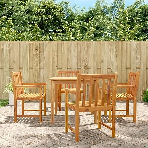Runheo Gartenstühle 4er Set, 56x55,5x90 cm, Massivholz Akazie geölt, robuste Outdoor Stühle mit Armlehnen, Bequeme Terrassenstühle für Balkon und Garten