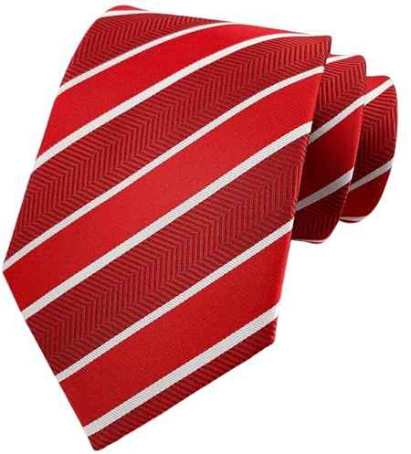 marysgift Krawatten für Herren Rot Stripe Krawatte Jacquard 146cm für Geschäft Hochzeit 8-094 Rot-Stripe