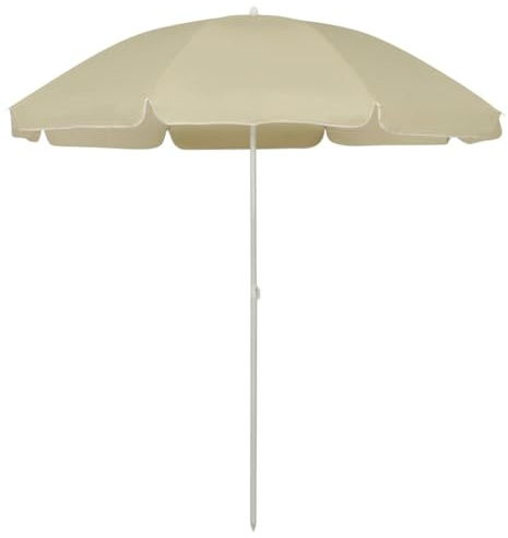 Strandschirm Sandgelb 240 cm Durchmesser, UV-beständiger Polyester Sonnenschirm mit Kippmechanismus, wetterfester Schutz für Terrasse, Garten, Außenbereiche und Balkon