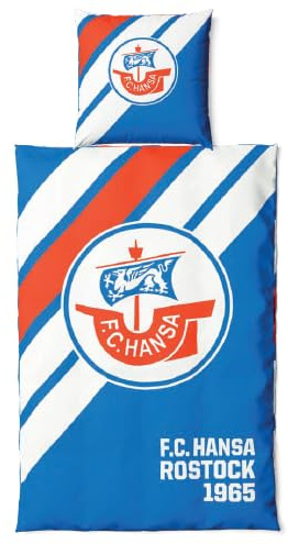 Hansa Rostock FC Bettwäsche ** Retro Streifen **, 2-teilig, Baumwolle, Reißverschluss