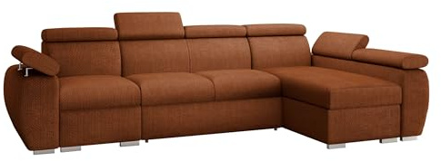 Mirjan24 Ecksofa Boston LCP, Eckcouch mit Schlaffunktion und 2 Bettkästen, Polsterecke mit Einstellbare Kopfstützen, L-Sofa, Wohnlandschaft (Flow 09, Seite: Rechts - 1P(65)+2R+LCP)