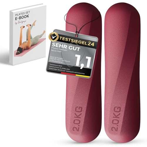 NEOLYMP Pilates Hanteln 1 kg – rutschfestes Silikon Hantelset – ergonomische Kurzhanteln 2er Set für Pilates, Yoga & Home Workout – kleine Hanteln für Frauen (Berry | 2 kg)