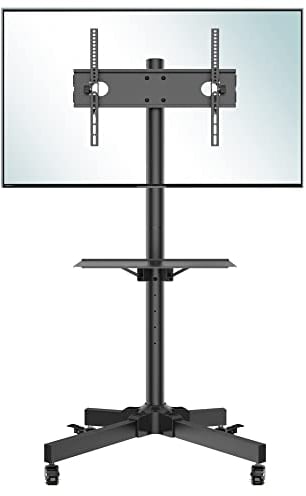 BONTEC Mobile TV Stand on Wheels for 23-60 inch Plasma/LCD/LED TVs, Portable TV Stand with Tray, Height adjustable Home Display Rolling TV Cart Trolly, Max. VESA 400x400mm, up to 40kg