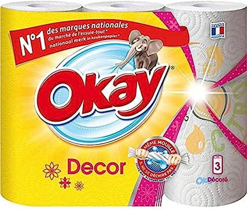Okay Essuie-tout décor - Le paquet de 3 rouleaux