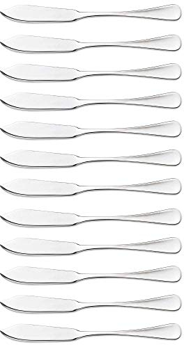 Arcos Serie Madrid Caja 12 uds Cuchillo de Pescado Cuchillo de Mesa, Monoblock de una Pieza en Acero Inoxidable 90 mm, Color Plata (12 uds)