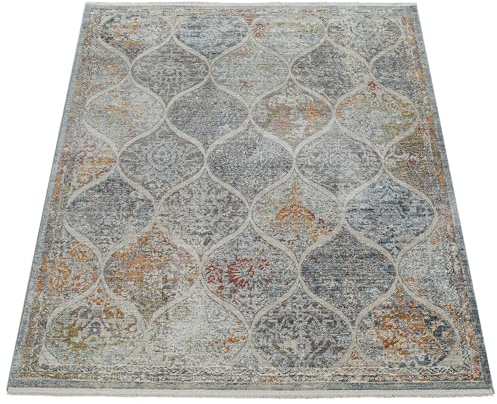 Paco Home Teppich Wohnzimmer Vintage Muster Orientalisch Ornamente Blumenmeer Grün Blau, Grösse:80x150 cm