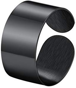 PROSTEEL 10mm Anillo Grande Ajustable Dedo Nudillo, Chunky Finger Ring Argolla Abierta Manguito Negro