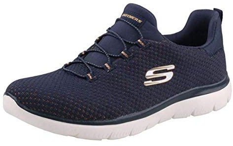 Skechers Summits Bright Bezel, Zapatillas de Deporte Mujer, Navy Gold, 39 EU
