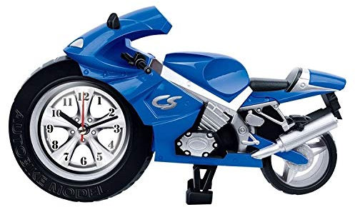 Horloge Chevet Radio-réveil Horloge Alarme Moto Artistique Creative Horloge de Bureau modèle for Usage Domestique Shelf Décorations (Bleu) Un Timing précis (Color : Blue)