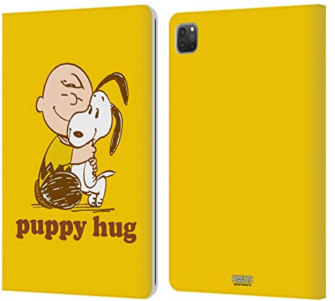 Head Case Designs Licenciado Oficialmente Peanuts Charlie Cachorro Abrazo Abrazo Snoopy Carcasa de Cuero Tipo Libro Compatible con Apple iPad Pro 11 2020/2021 / 2022
