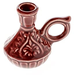 Danilovo Kerzenhalter Krugform, Keramik Leuchter für Dünne Kerzen, Orthodox Kerzen Halter, Ideal für Kerzen bis Ø 1,1 cm (Burgund)