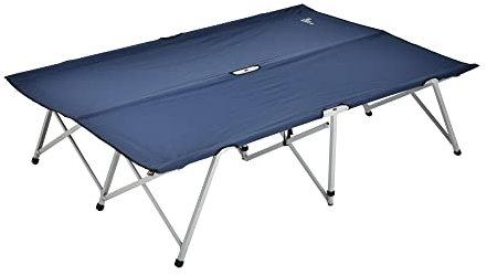 Hi-Gear Double Folding Campbed with Sturdy Steel Frame for Adults, Teens & Kids, 2 People, Comfortable, Portable, Durable, Ideal for Camping & Festivals or Overnight Guests, Carry Bag, Blue