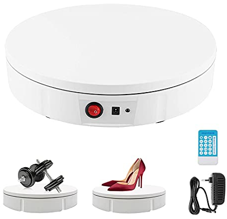 Drehteller Elektrisch 30cm Professioneller Elektrischer Drehteller,360 Grad Drehbar Automatische Drehplattform für Fotografie,Schmuck Display,Shop Ausstellungsstand,Durchmesser (Weiß)