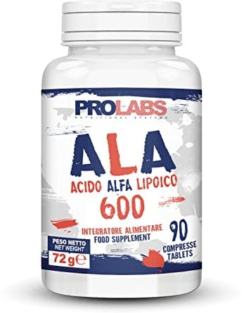 Prolabs ALA 600-90 compresse da 600 mg di Acido Alfa Lipoico ad alto dosaggio - Azione antiossidante e neuroprotettiva - Controllo del livello di zuccheri nel sangue - Vegan