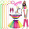 iZoeL Déguisement Année 80 Femme Halloween Carnaval Costume Disco Accessoire Tutu Fluo Sac Banane