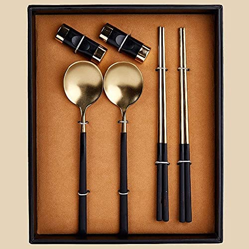 LR.store Baguettes Chinoises réutilisables Copsticks en Acier Inoxydable Set 304 en Acier Inoxydable Portable Ménage de Style Chinois de Style Chinois, One Piece 27 20. 5 cm Baguettes (Color : Gold)