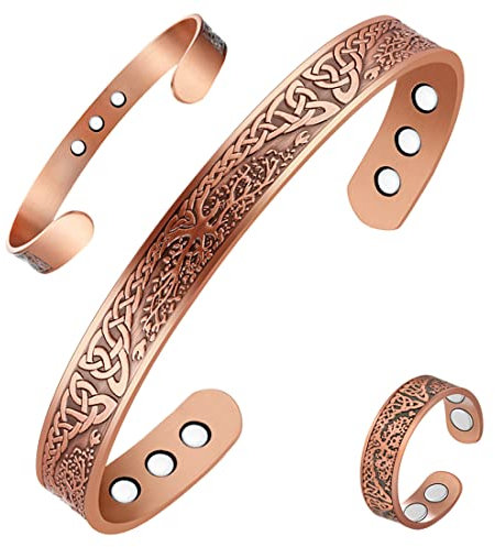 Vicmag Copper Magnetic Bracelet for Women Ultra Strength Magnets Adjustable with Removal Tool and Gift Box (Tree)