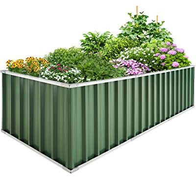 KING BIRD Hochbeet Metall 258x90x60cm, Hochbeete-Kit für Garten aus Verzinktem Stahl, Rostfrei und Haltbarkeit, Einfacher Aufbau, für Gemüse Kräuter Blumen,Grau